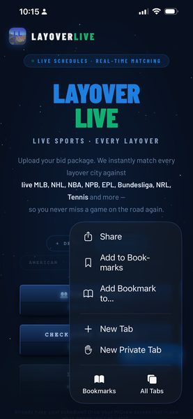 Safari menu showing the Share option